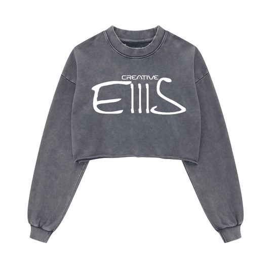 Washed Raw-Edge Cropped Crew Neck Sweatshirt(380GSM)