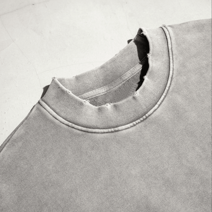 Washed Raw-Edge Cropped Crew Neck Sweatshirt（380GSM）