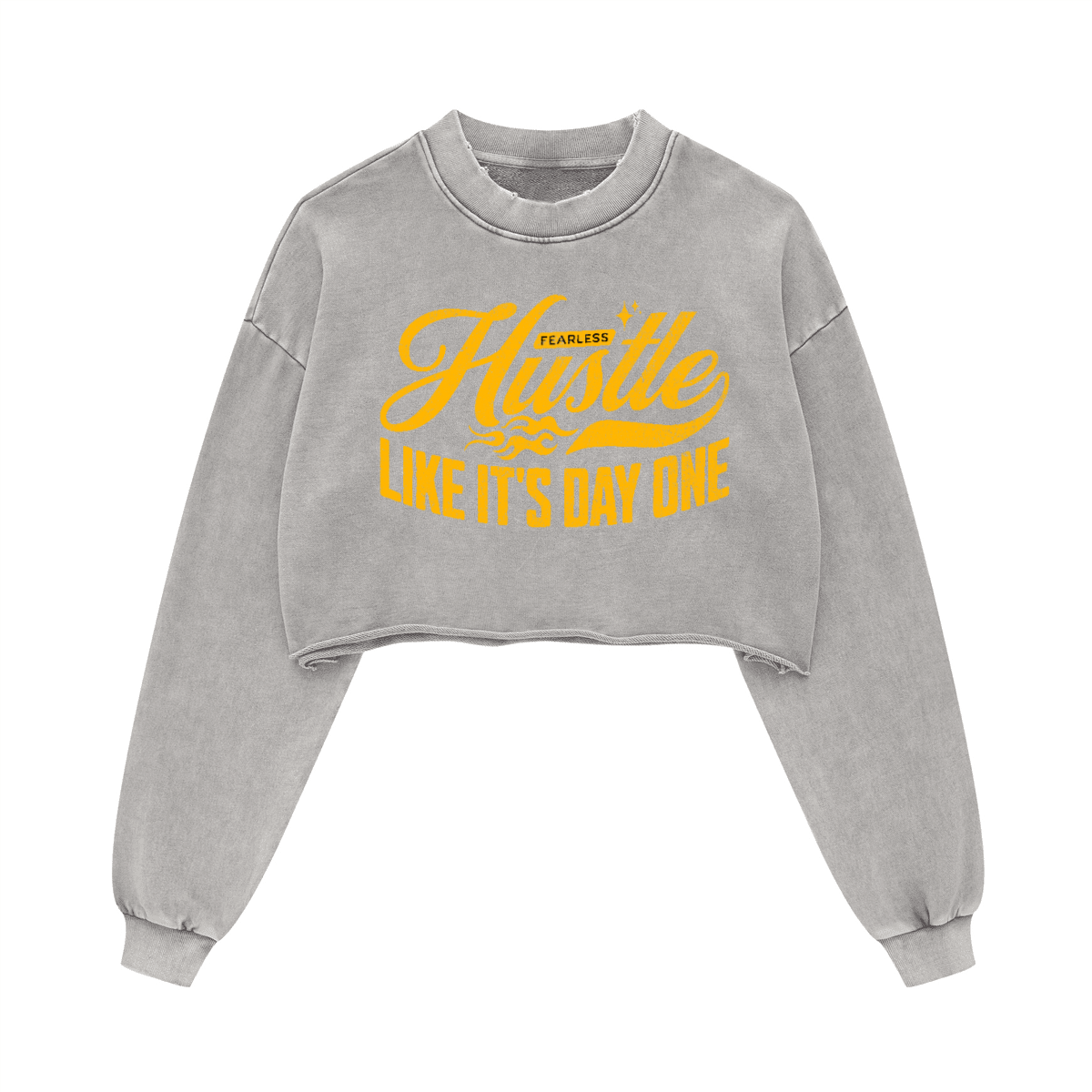 Washed Raw-Edge Cropped Crew Neck Sweatshirt（380GSM）