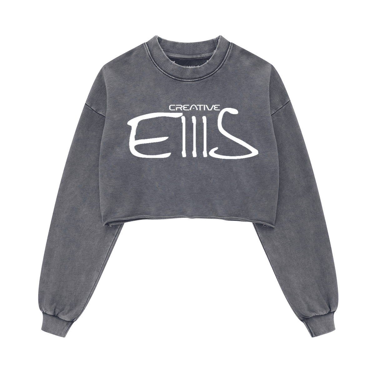 Washed Raw-Edge Cropped Crew Neck Sweatshirt（380GSM）
