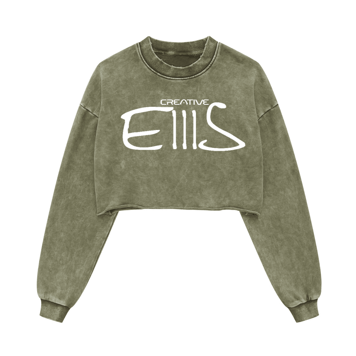 Washed Raw-Edge Cropped Crew Neck Sweatshirt（380GSM）