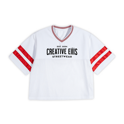 Unisex Oversized Cropped Vintage Jacquard-collar Mesh T-shirt（290GSM）