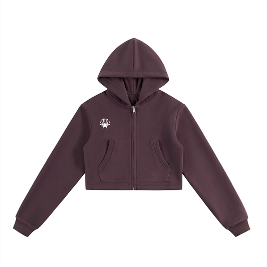 Essential Cropped Zip-Up Hoodie - Creative Eiiis Shop 