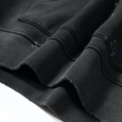 Vintage Wash Frayed Creative Eiiis Fleece Hoodie(360GSM)