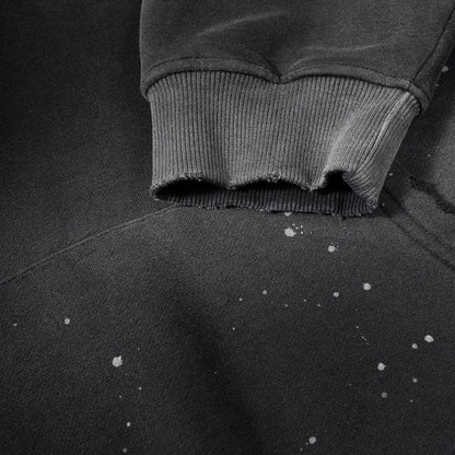 Vintage Wash Frayed Creative Eiiis Fleece Hoodie(360GSM)