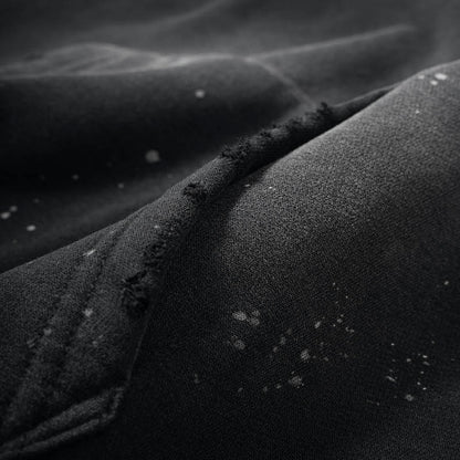 Vintage Wash Frayed Creative Eiiis Fleece Hoodie(360GSM)