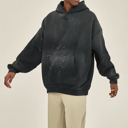 Vintage Wash Frayed Creative Eiiis Fleece Hoodie(360GSM)