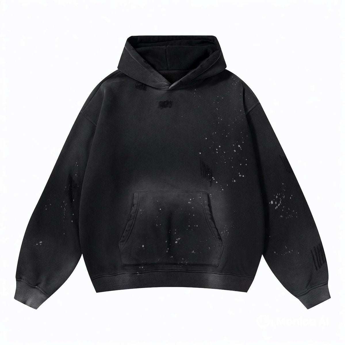 Vintage Wash Frayed Creative Eiiis Fleece Hoodie(360GSM)